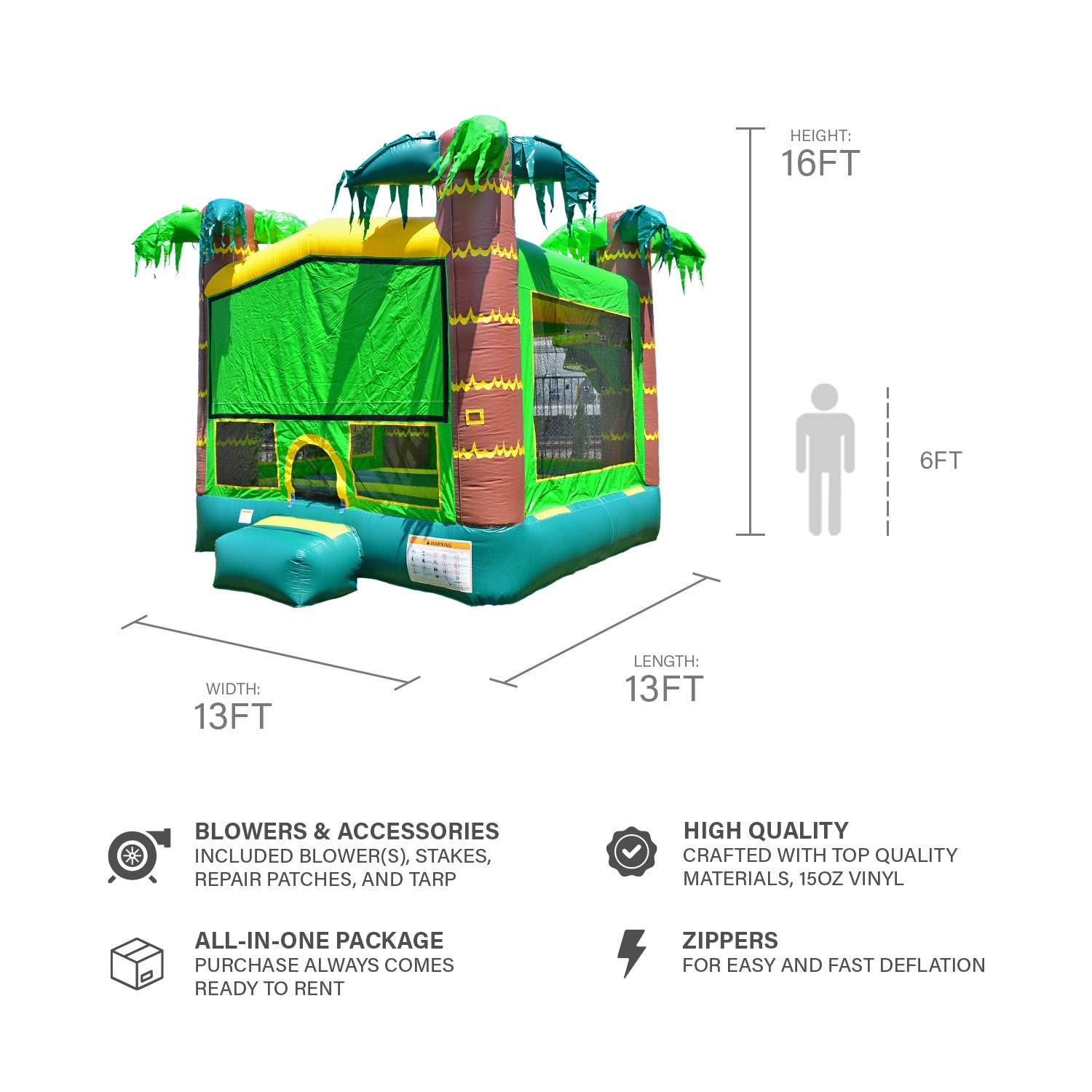 TROPICAL ALOHA 13' X 13' BOUNCE HOUSE
