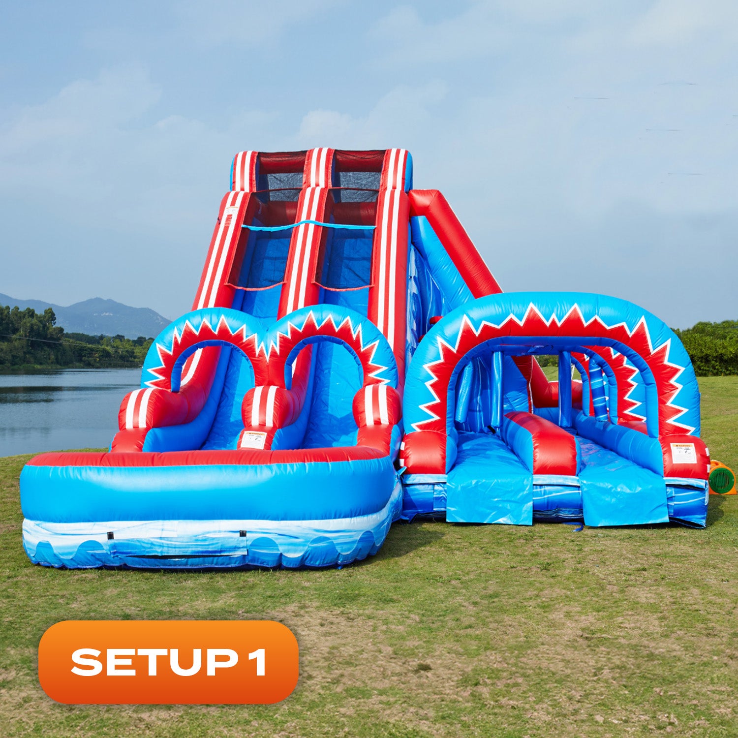 FLASH 20 FT DUAL LANE SLIDE (5 IN 1) WITH POP OUT FUN SLIP N SLIDE