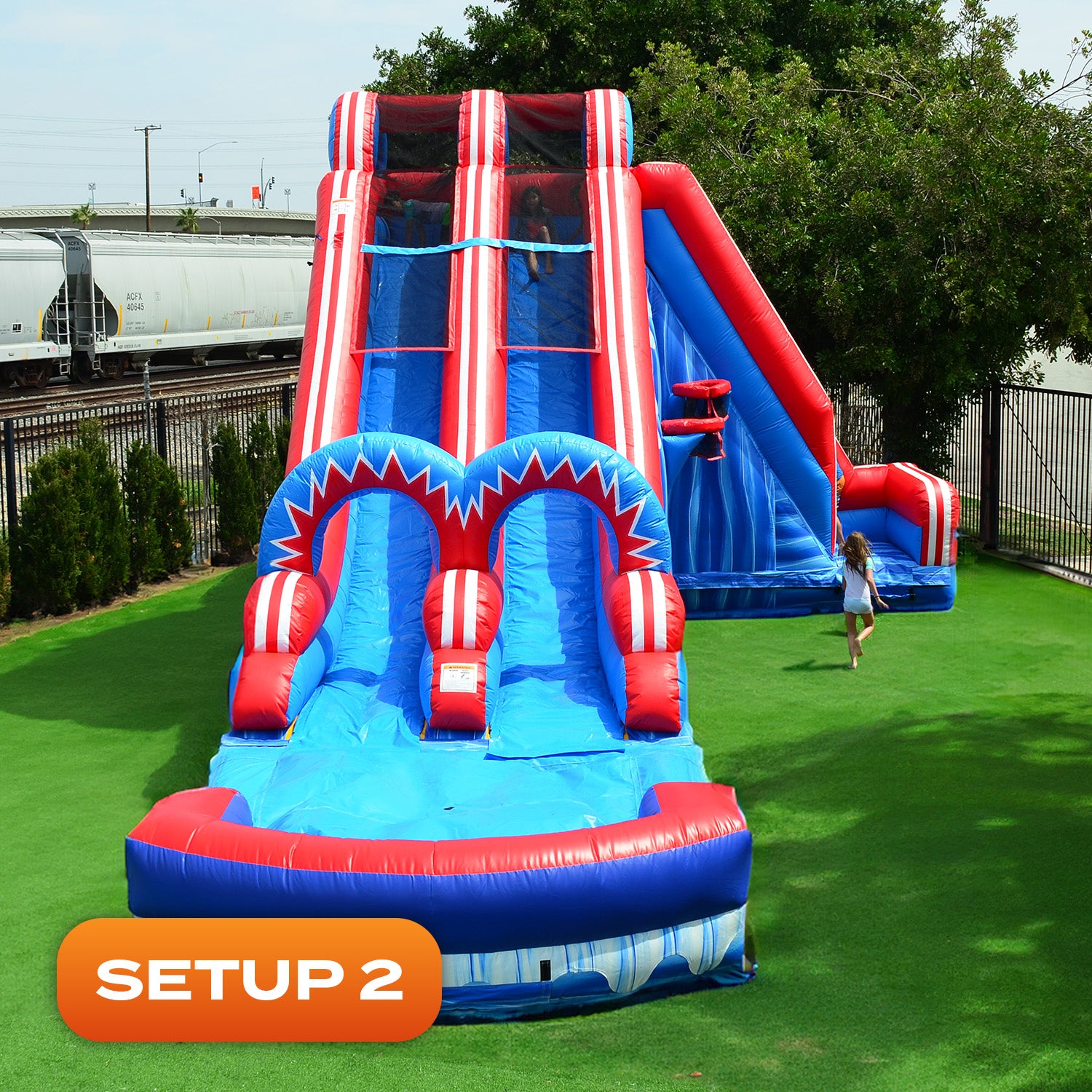 FLASH 20 FT DUAL LANE SLIDE (5 IN 1) WITH POP OUT FUN SLIP N SLIDE