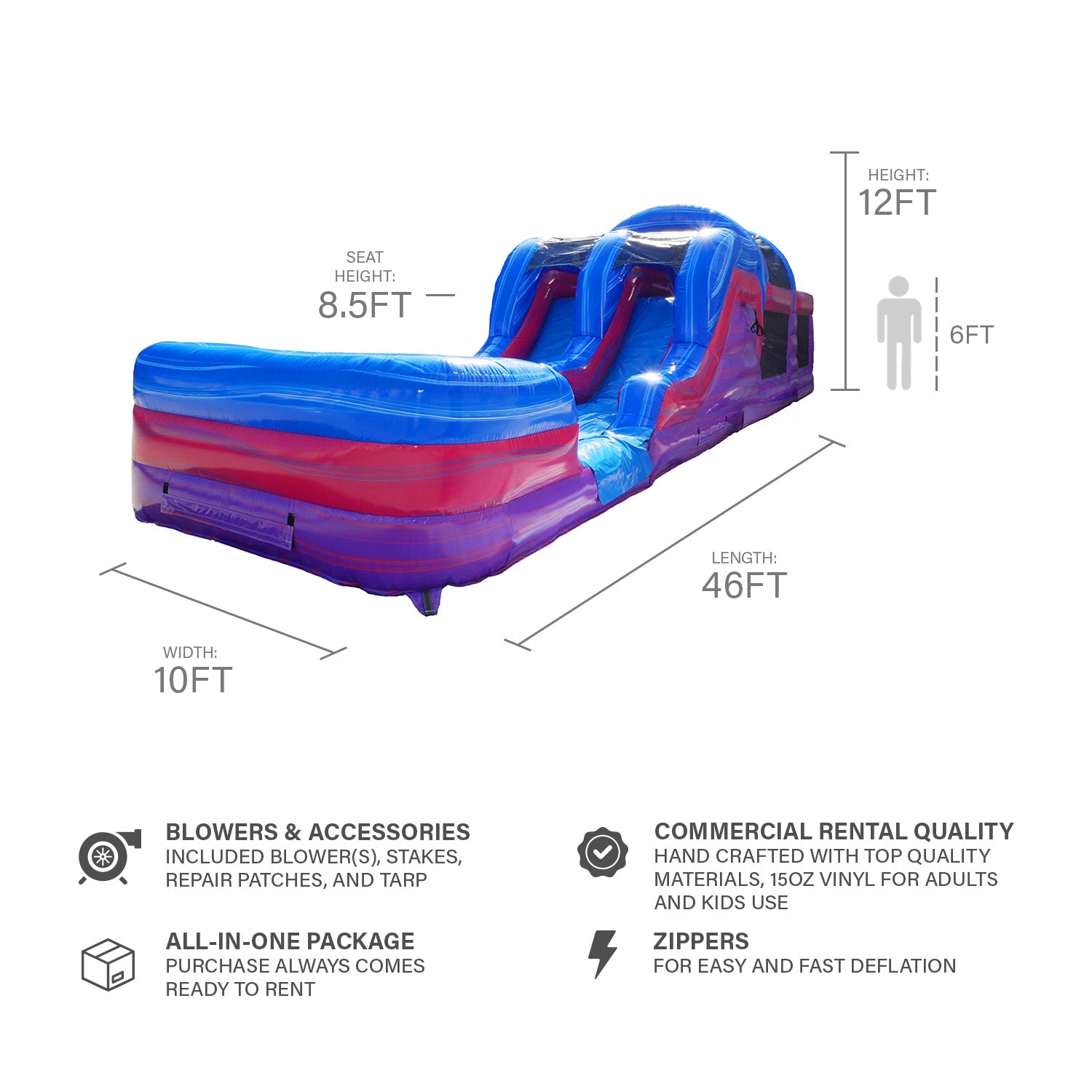 PURPLISH 46 FT EXTENDED WET DRY OBSTACLE