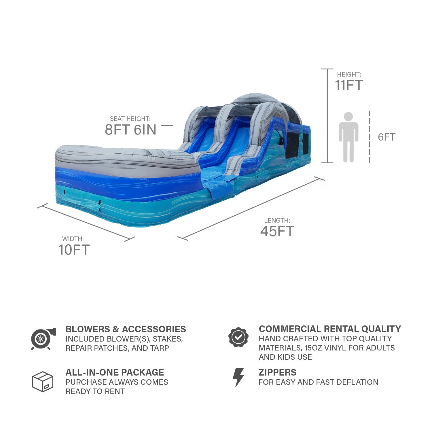 OCEAN BLUE 46 FT EXTENDED WET DRY OBSTACLE