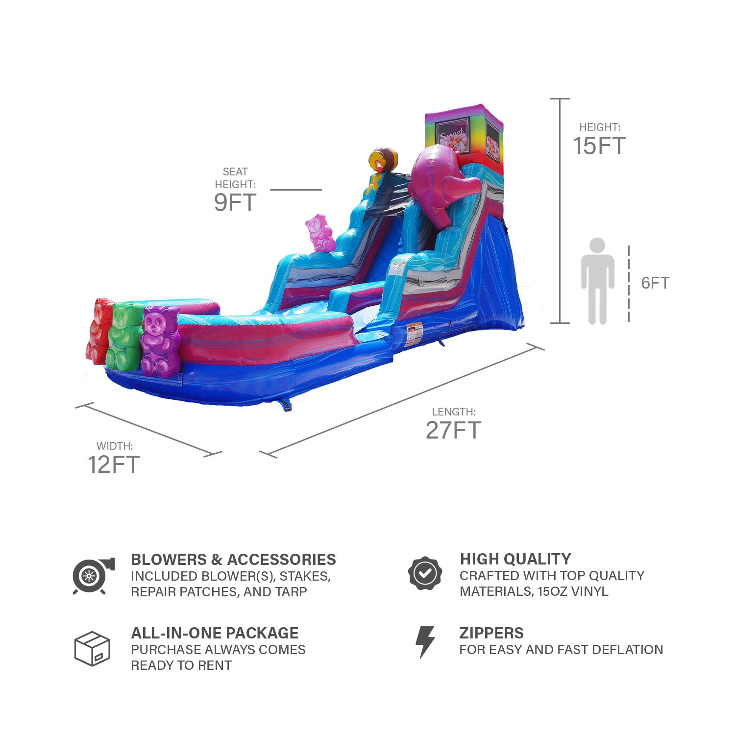 GUMMY BEARS 15 FT SLIDE