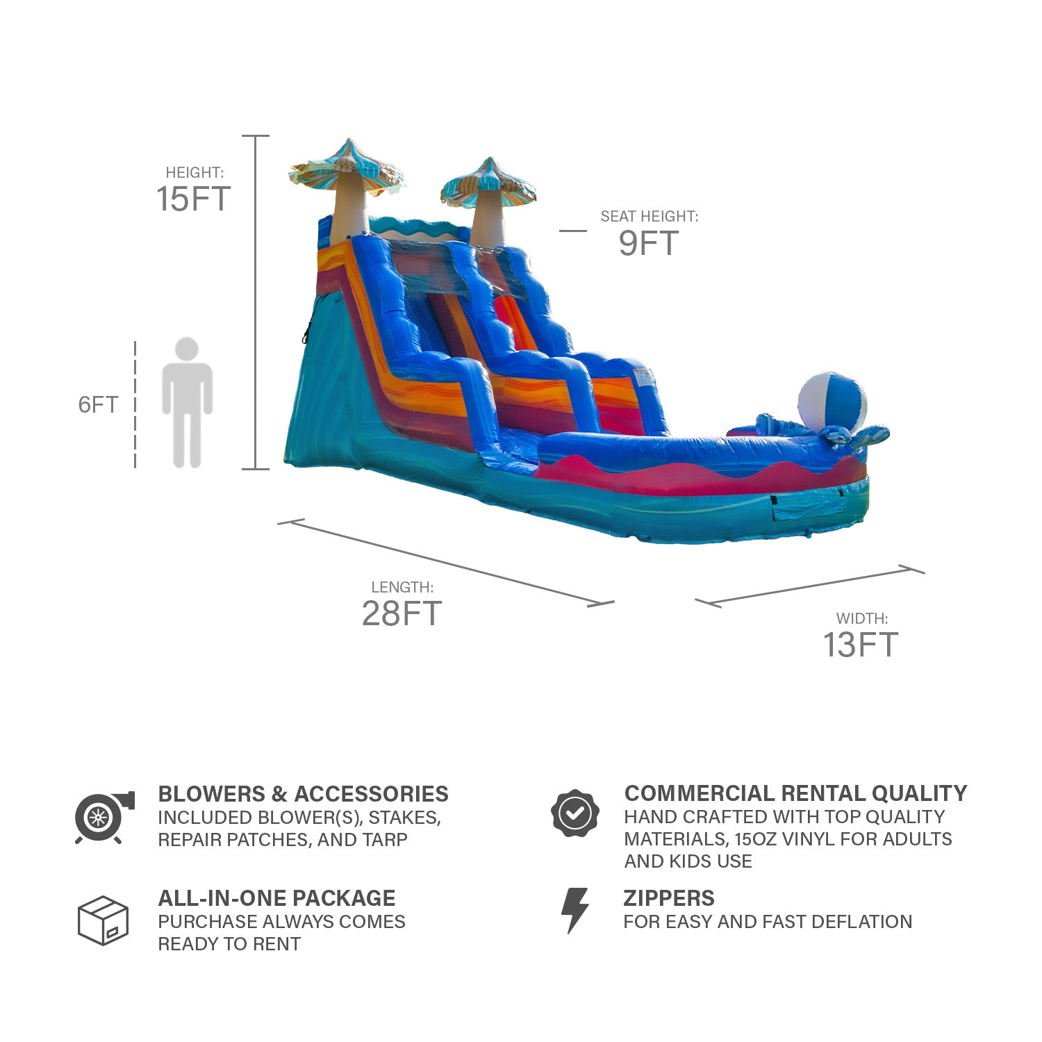 POOL PARTY 15 FT SLIDE