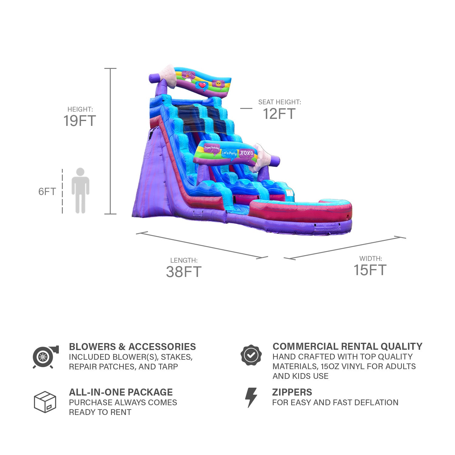 LET'S PARTY 19 FT SLIDE