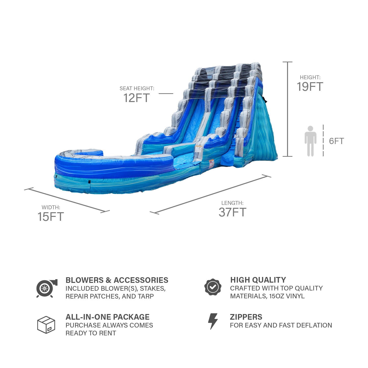 OCEAN BLUE 19 FT DUAL LANE SLIDE