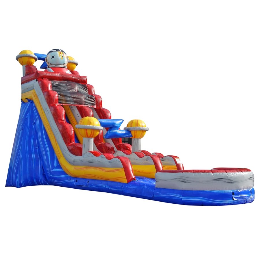 19 ft astronaut inflatable water slide yellow blue and red