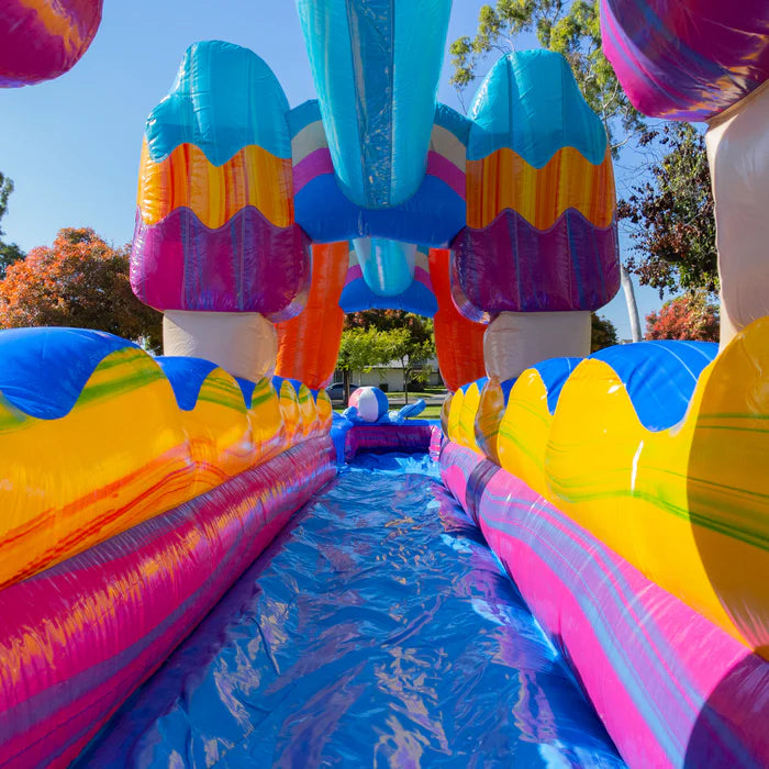 Blow-up water slides for pools