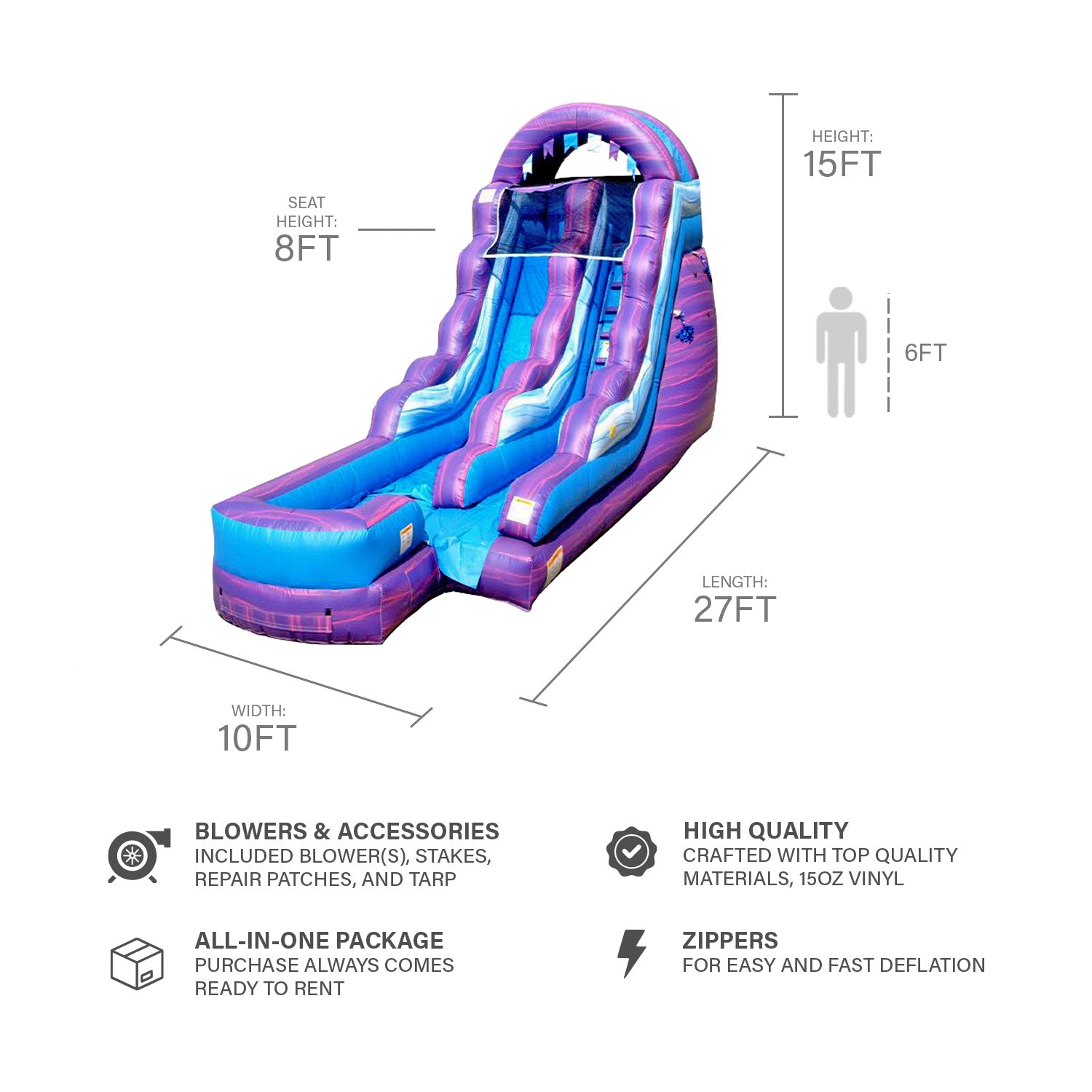 COTTON CANDY 15 FT MEGA SLIDE