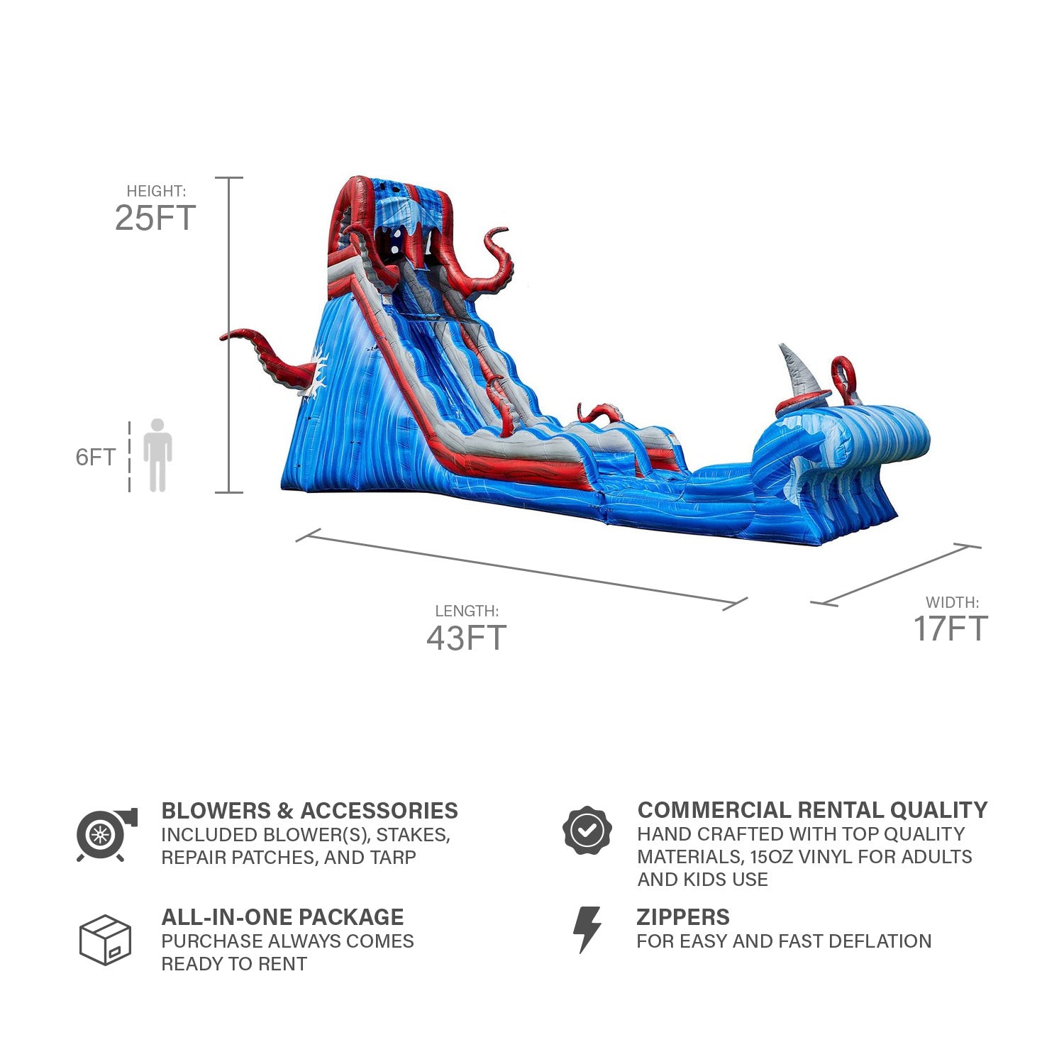 Ocean Battle 25ft Slide: Conquer Waves of Fun with JumpOrange!