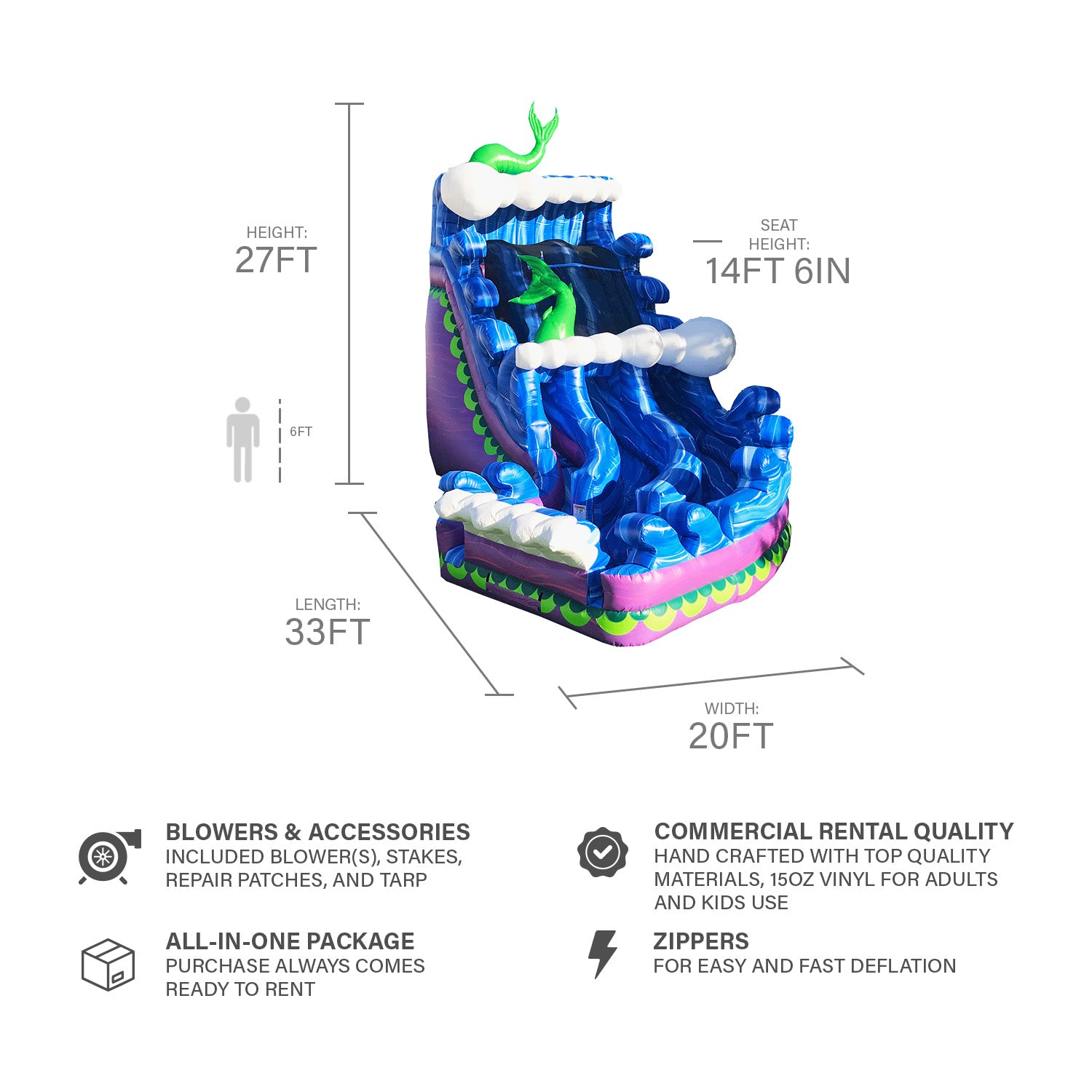 Mermaid Mia 27ft Slide: Dive into Fun with JumpOrange Inflatables!