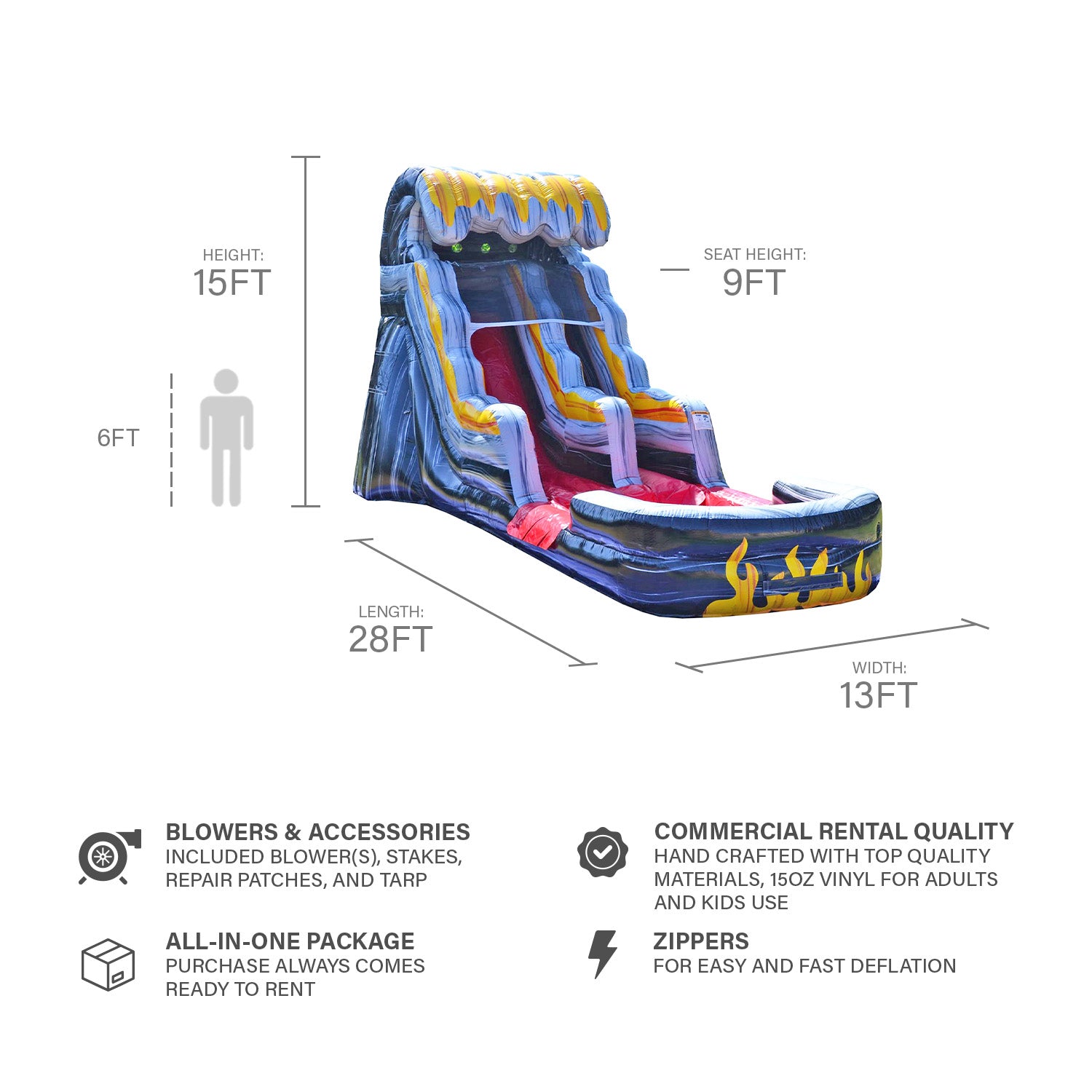 FLAME 15 FT SLIDE