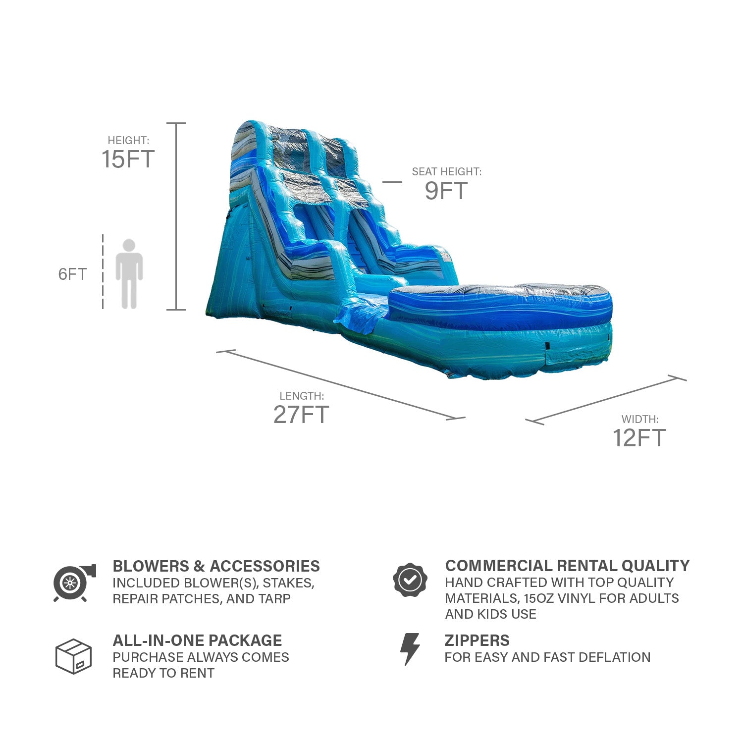 OCEAN BLUE 15 FT SLIDE