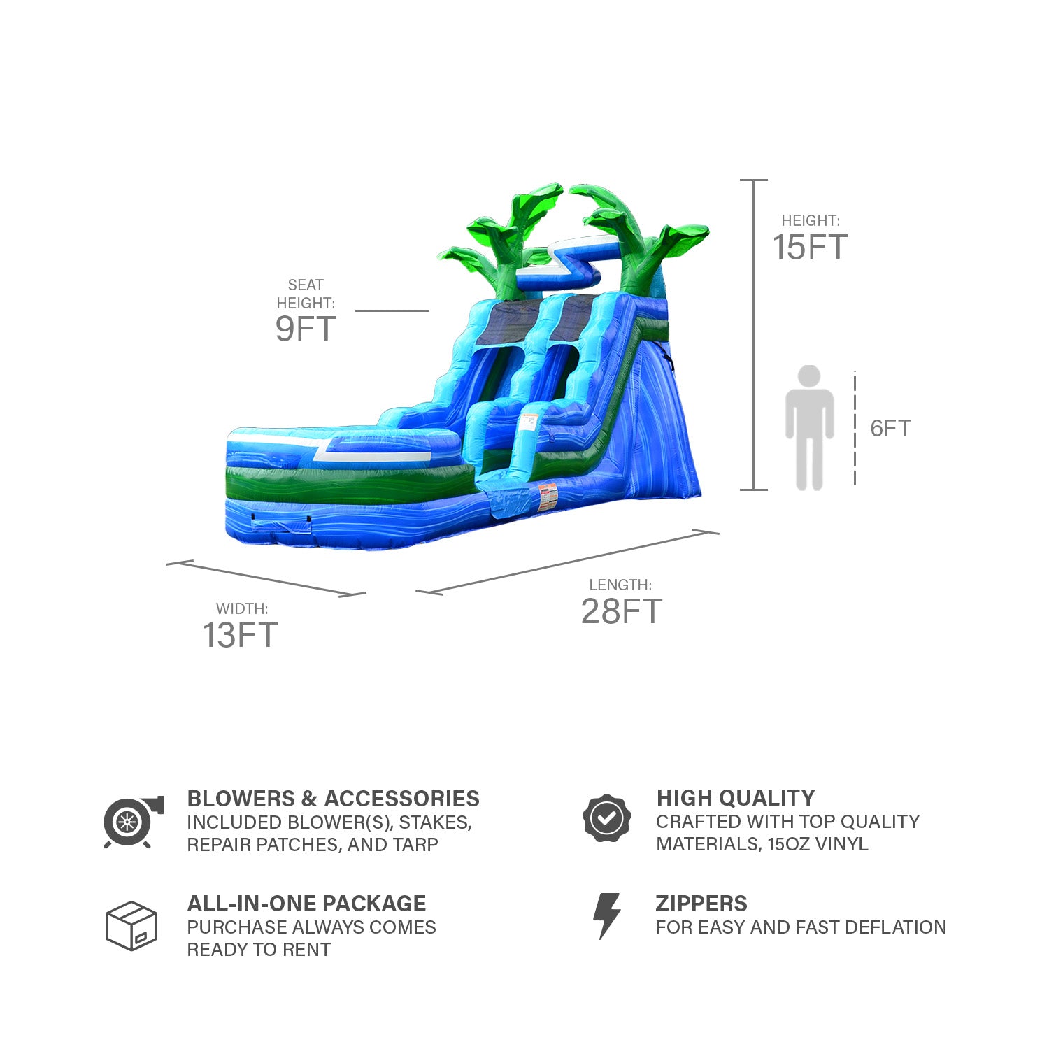 パ*ン様 tropical  Tropical Paradise 15 ft Slide: Dive into Fun with JumpOrange