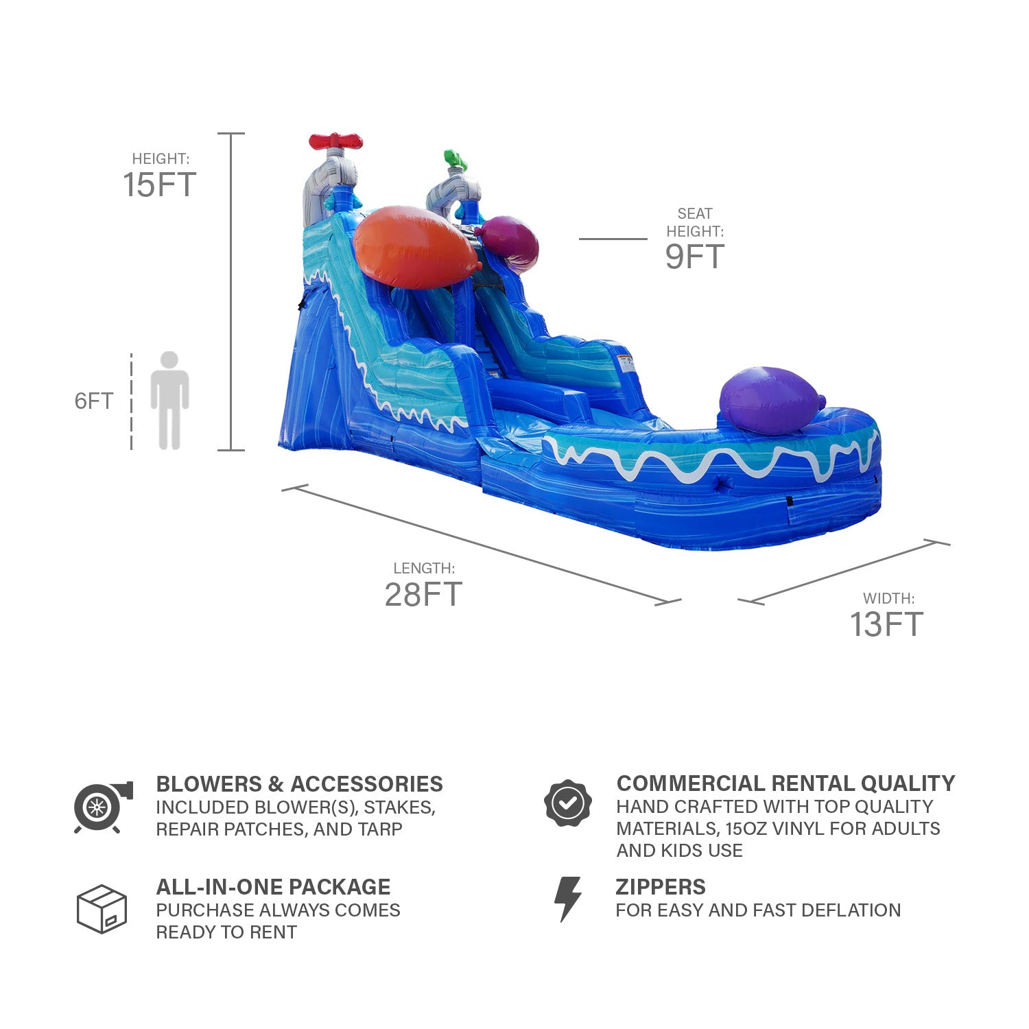 WATER BALLOONS 15 FT SLIDE