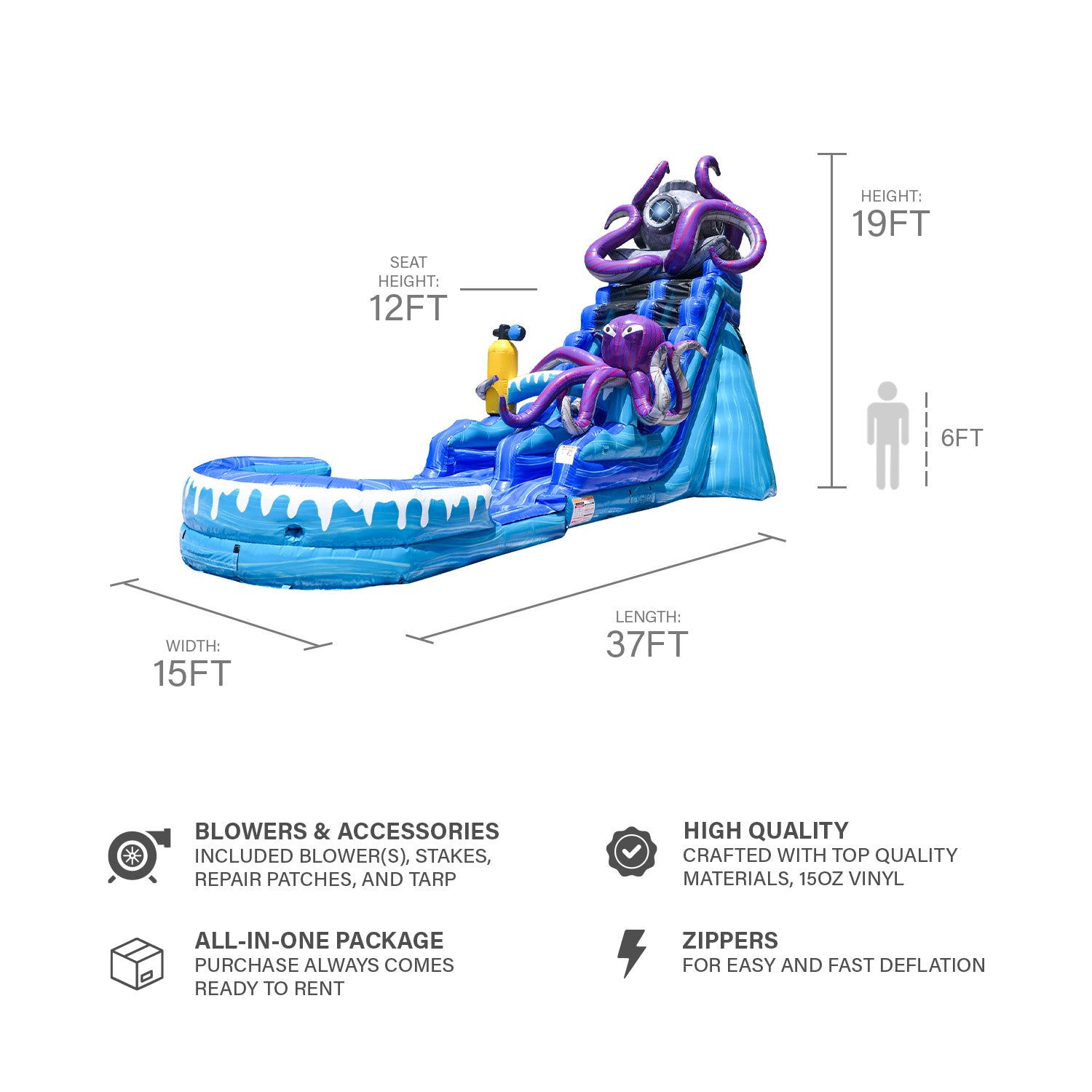 Deep Sea 19 ft Slide - Dive into Deep Fun with JumpOrange!
