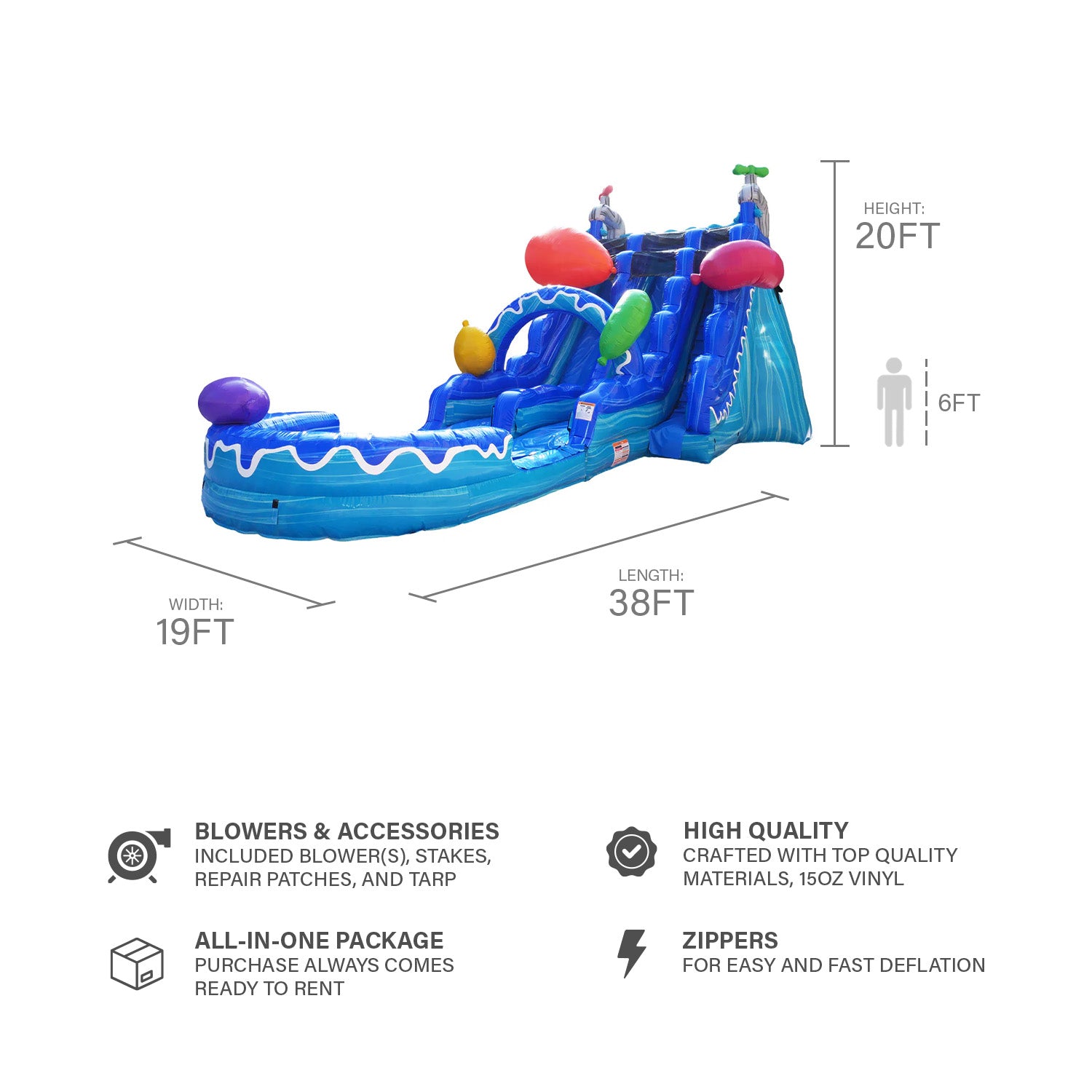 WATER BALLOONS 20 FT DUAL LANE SLIDE