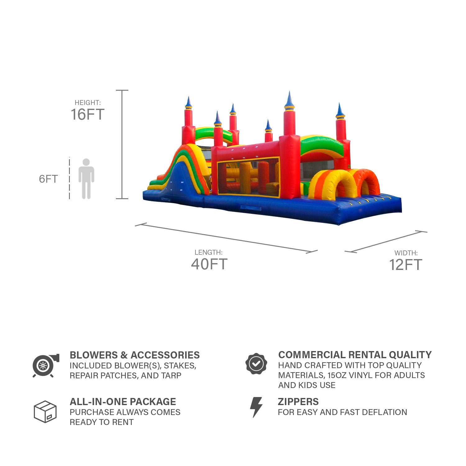 40 ft RAINBOW MEGA OBSTACLE COURSE